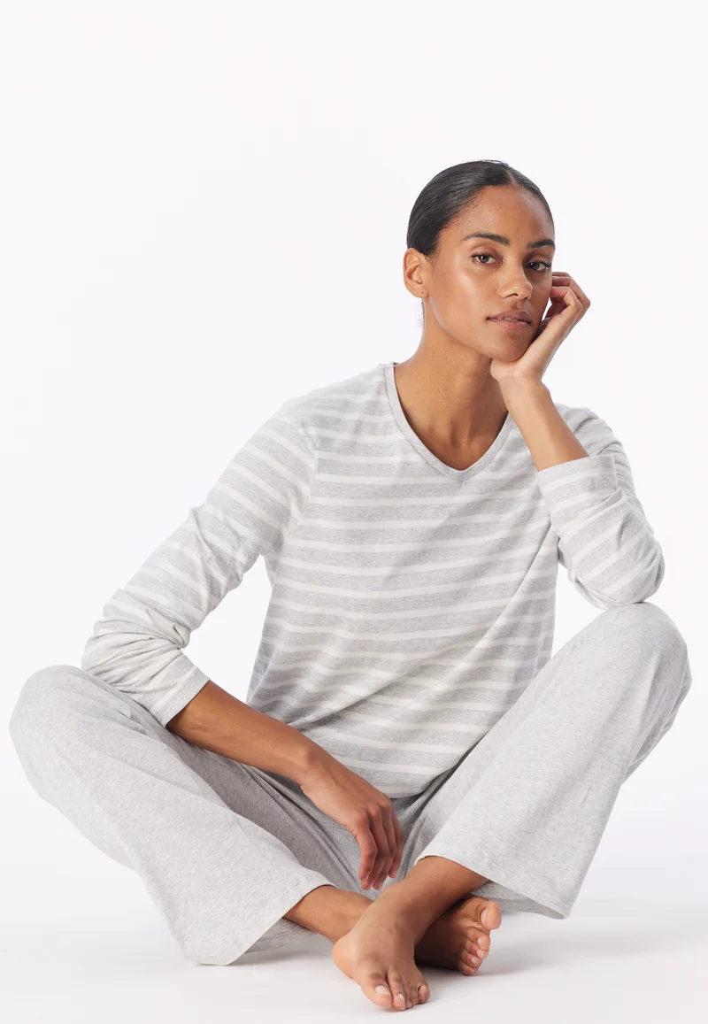Schlafanzug Grau gestreift - Casual Essentials