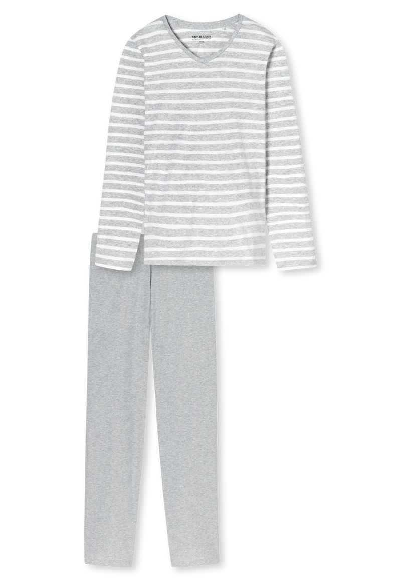 Schlafanzug Grau gestreift - Casual Essentials