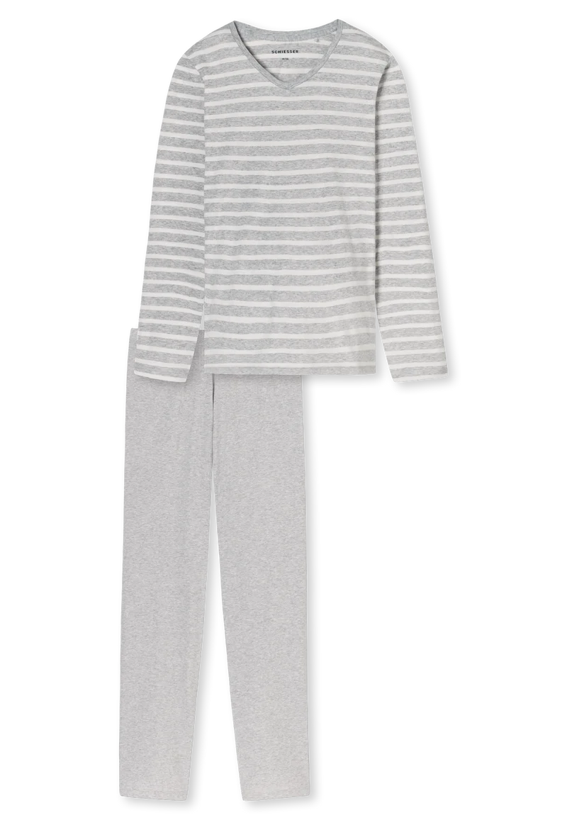 Schlafanzug Grau gestreift - Casual Essentials