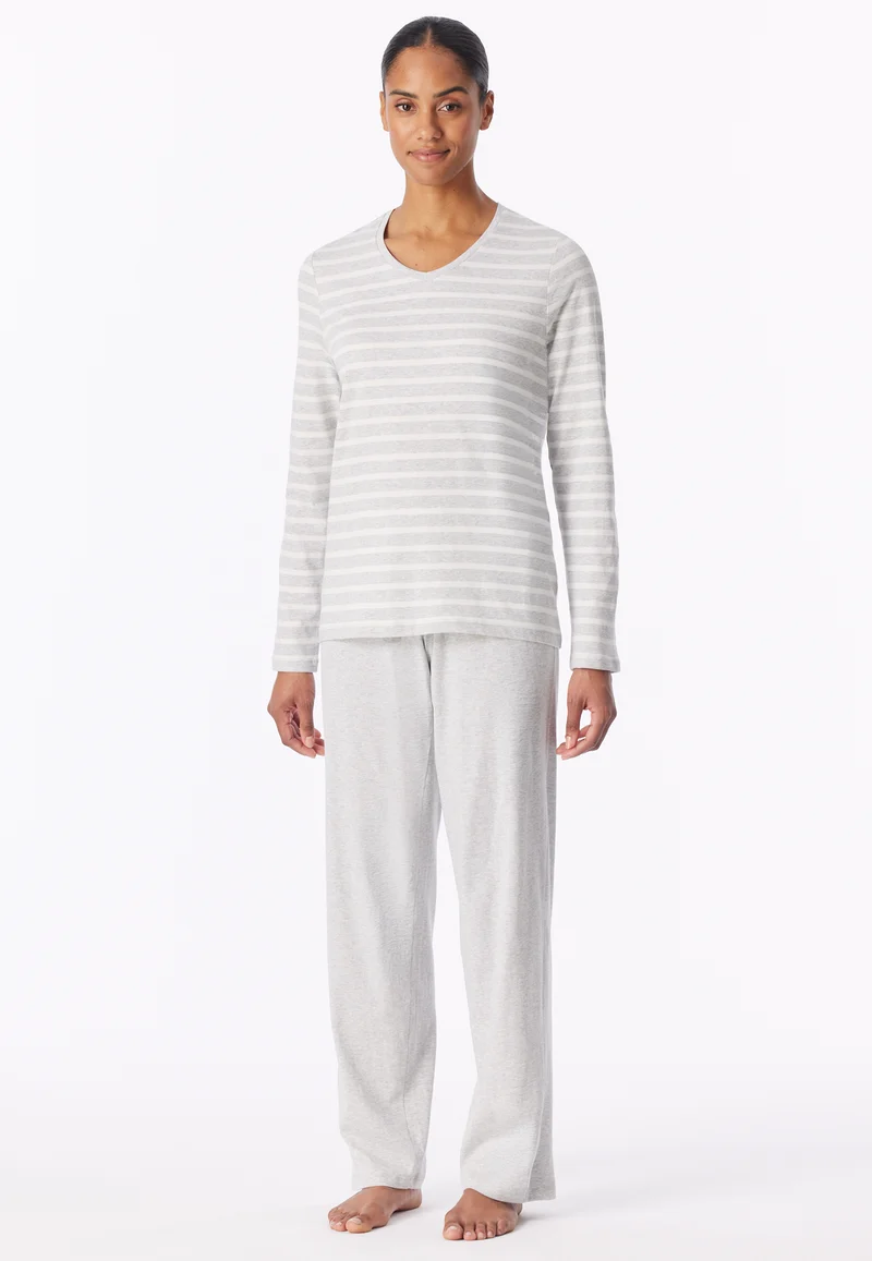 Schlafanzug Grau gestreift - Casual Essentials