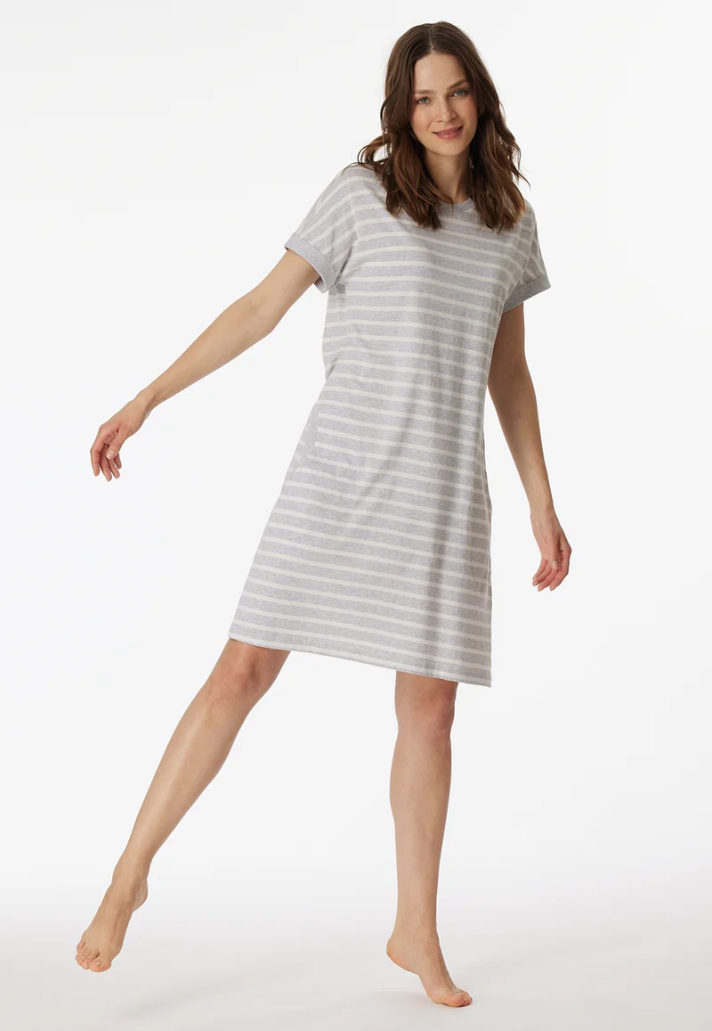 Nachthemd kurzarm Grau gestreift - Casual Essentials