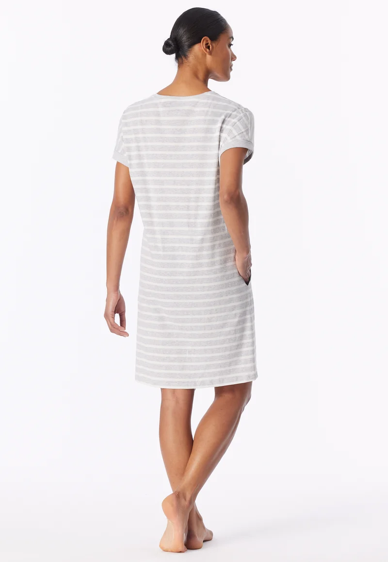 Nachthemd kurzarm Grau gestreift - Casual Essentials