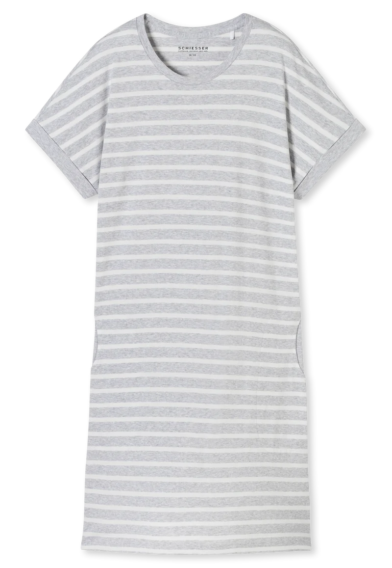 Nachthemd kurzarm Grau gestreift - Casual Essentials