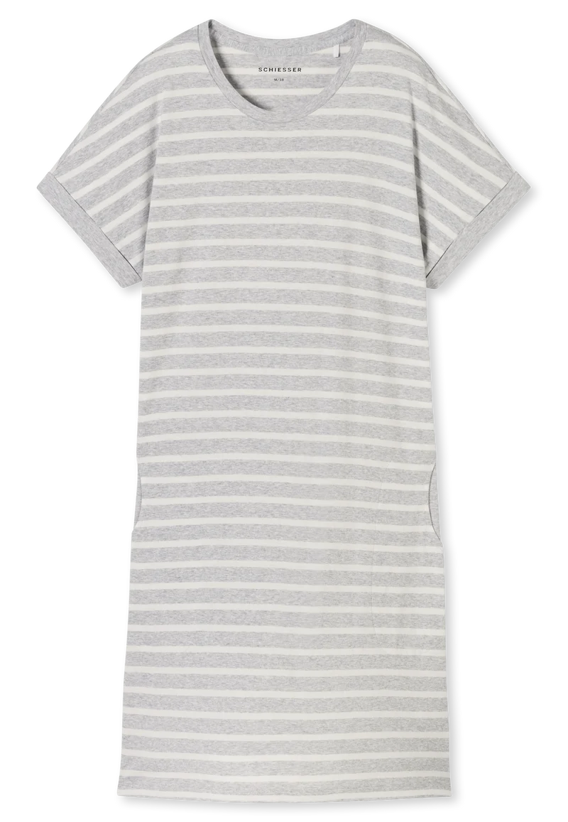 Nachthemd kurzarm Grau gestreift - Casual Essentials