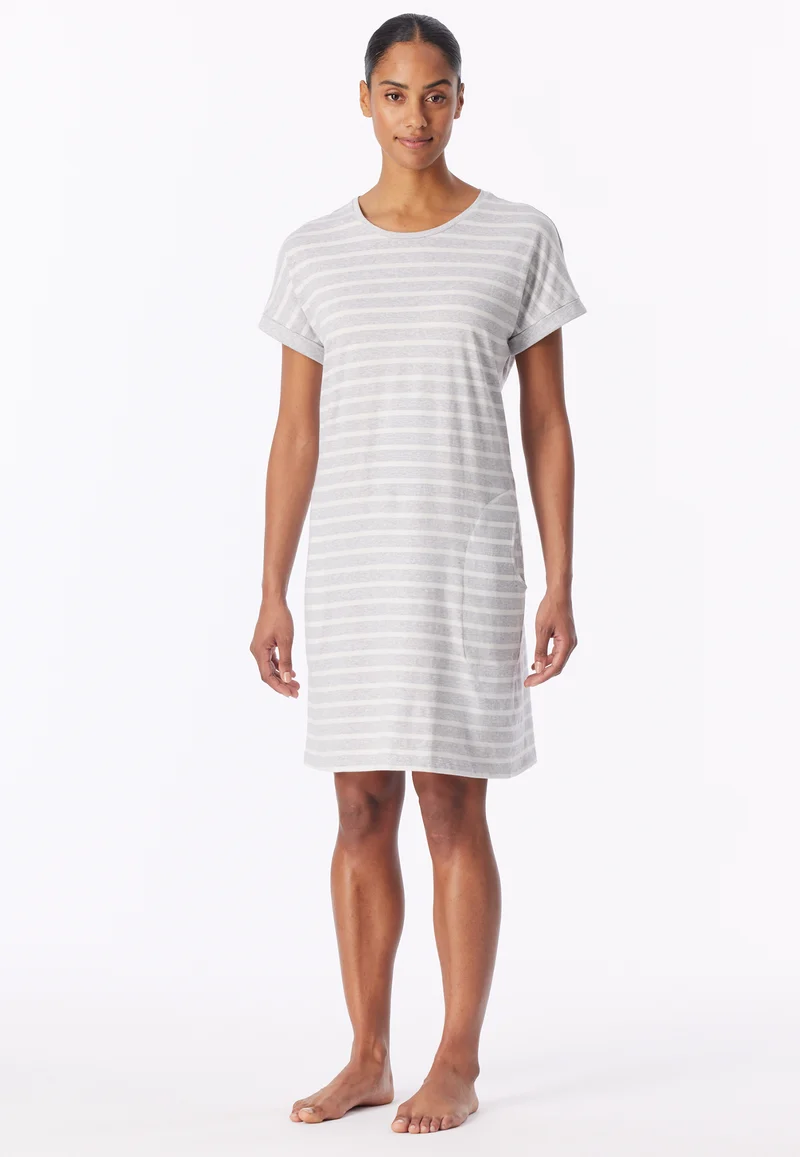Nachthemd kurzarm Grau gestreift - Casual Essentials