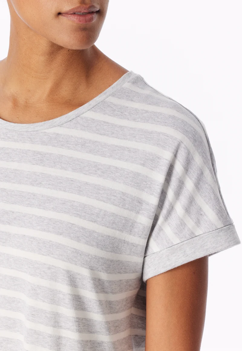 Nachthemd kurzarm Grau gestreift - Casual Essentials