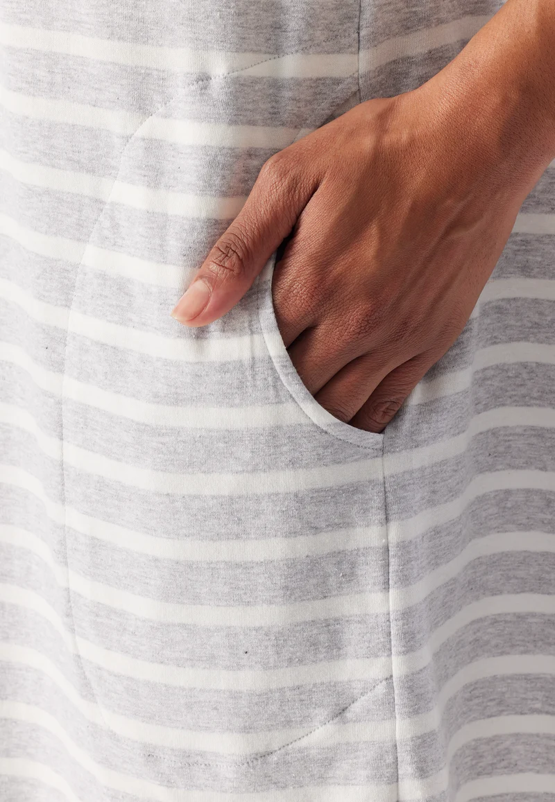 Nachthemd kurzarm Grau gestreift - Casual Essentials