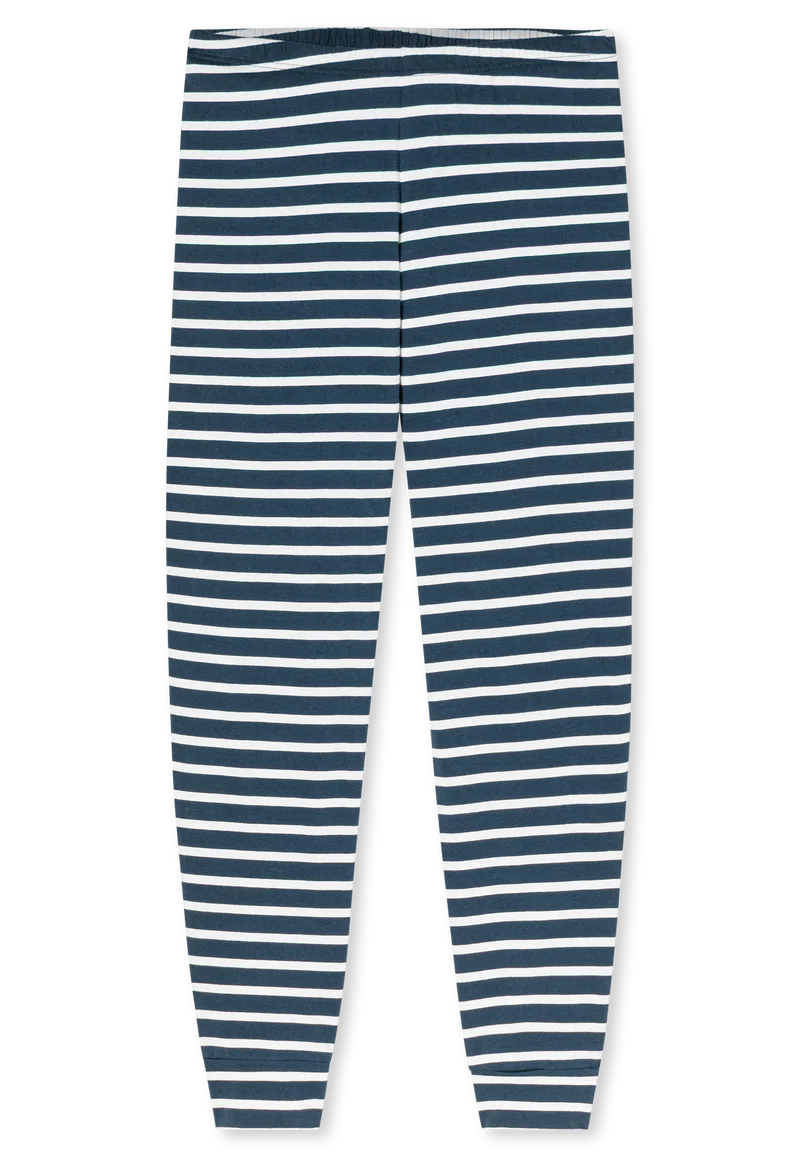 Schlafanzug mit Bündchen Dunkelblau gestreift - Casual Essentials