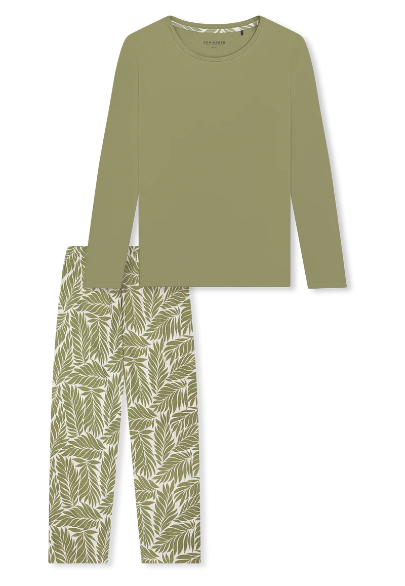 Schlafanzug Oliv gemustert - Comfort Essentials