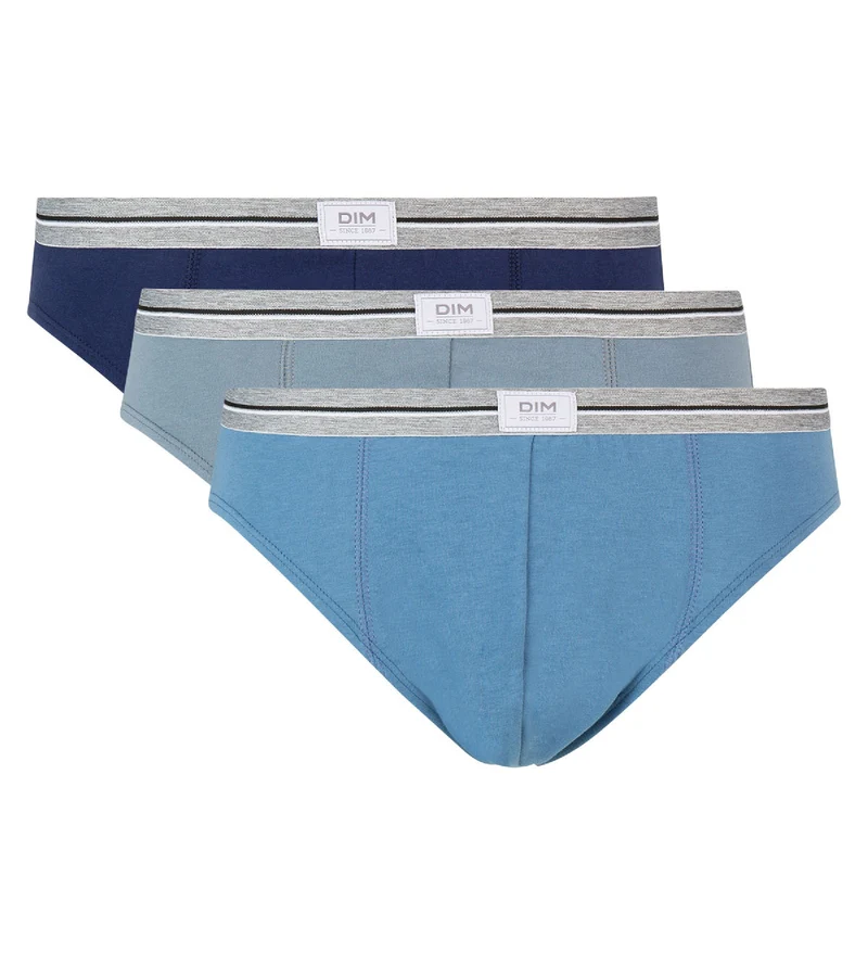 Lot de 3 slips Homme Ultra Resist Coton Stretch Bleu Denim Gris
