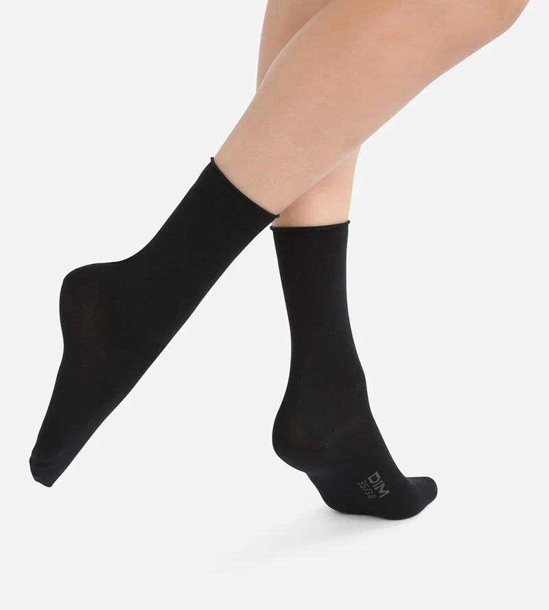 Lot de 2 paires de chaussettes noires Femme en coton modal