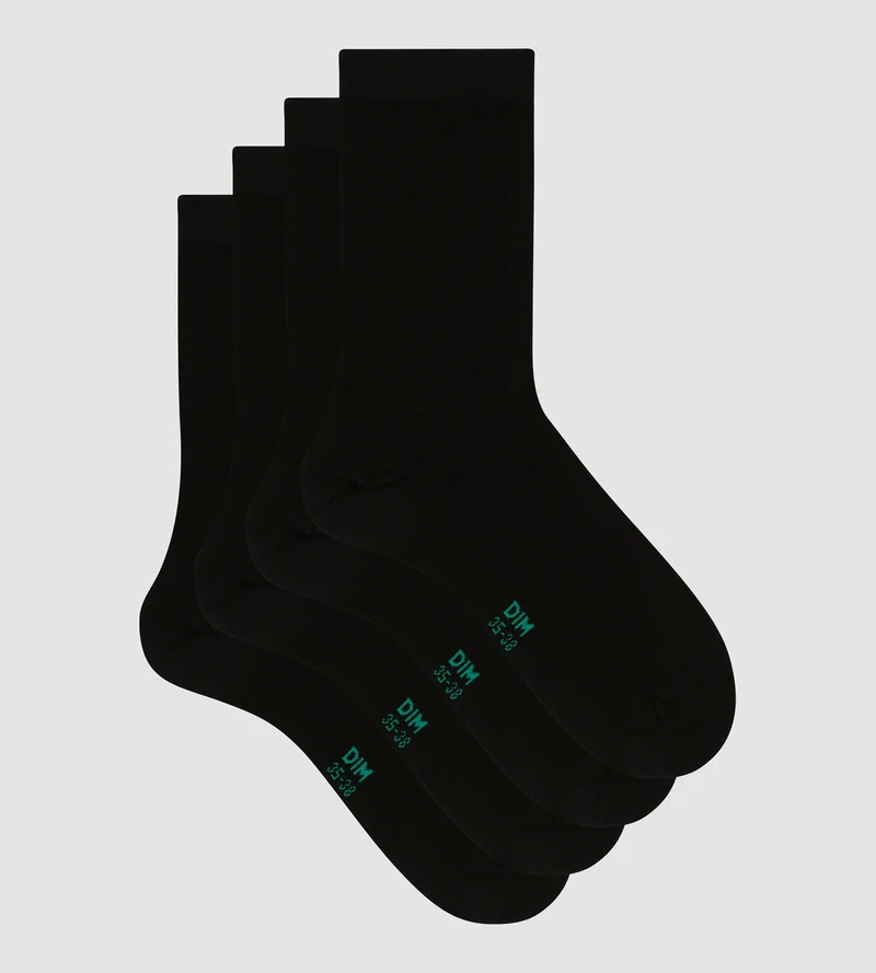 Lot de 2 paires de chaussettes femme en coton bio Noir Dim Good