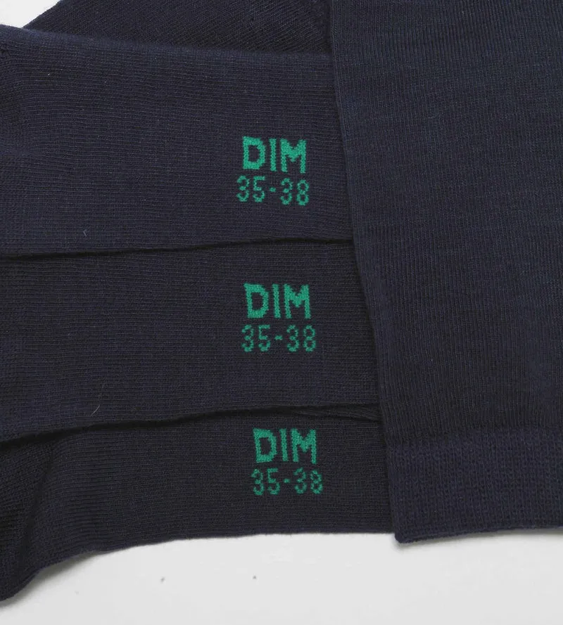 Lot de 2 paires de chaussettes femme en coton bio Bleu Marine Dim Good