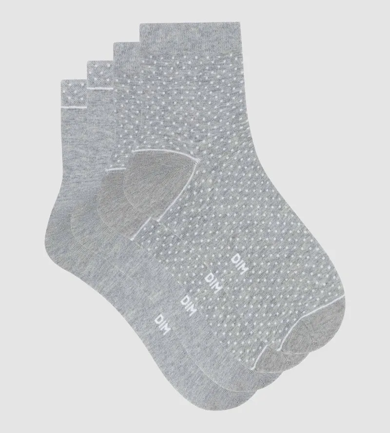 Lot de 2 paires de chaussettes femme en coton bio à pois Gris Dim Good