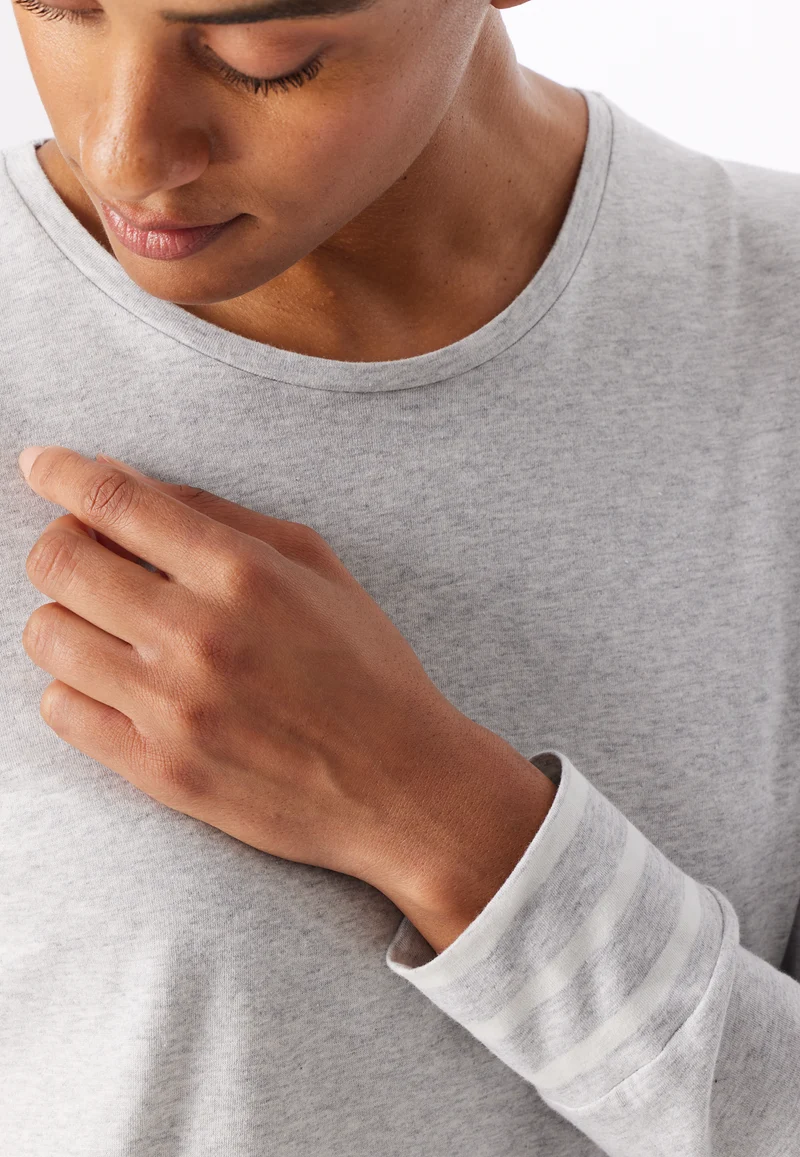 Schlafanzug mit Bündchen Grau gestreift - Casual Essentials
