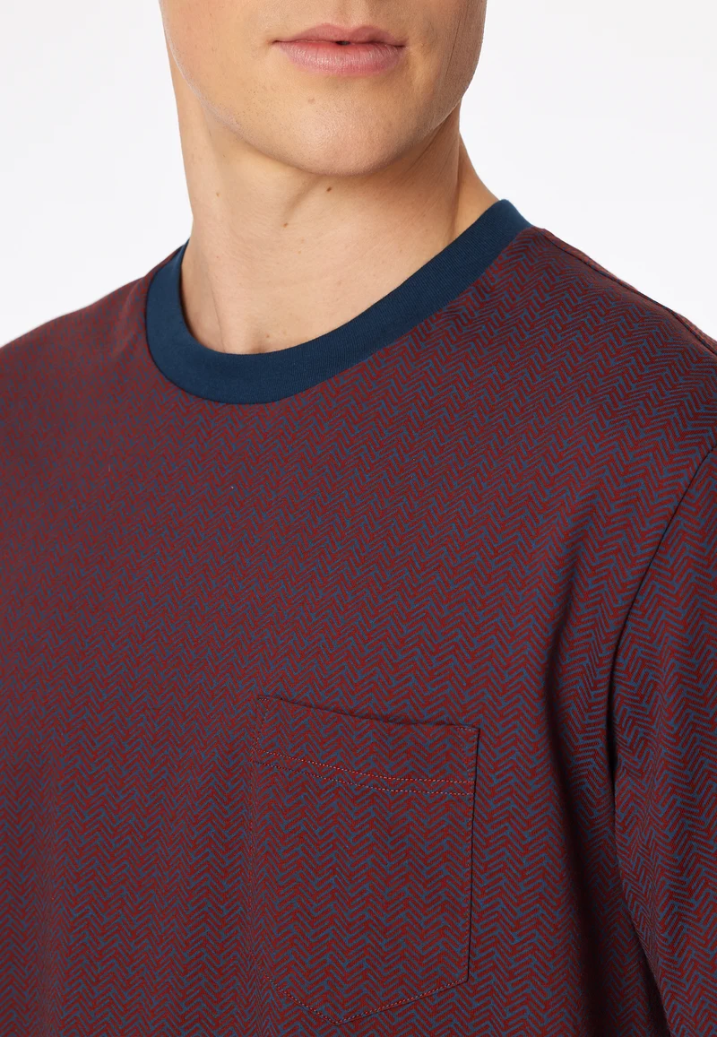 Schlafanzug kurz Bordeaux/Blau - Comfort Essentials
