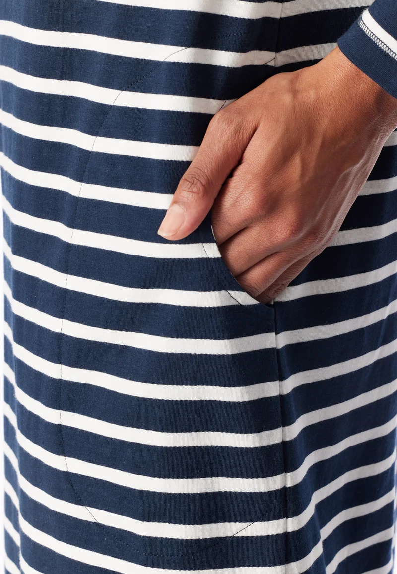 Nachthemd langarm Dunkelblau gestreift - Casual Essentials