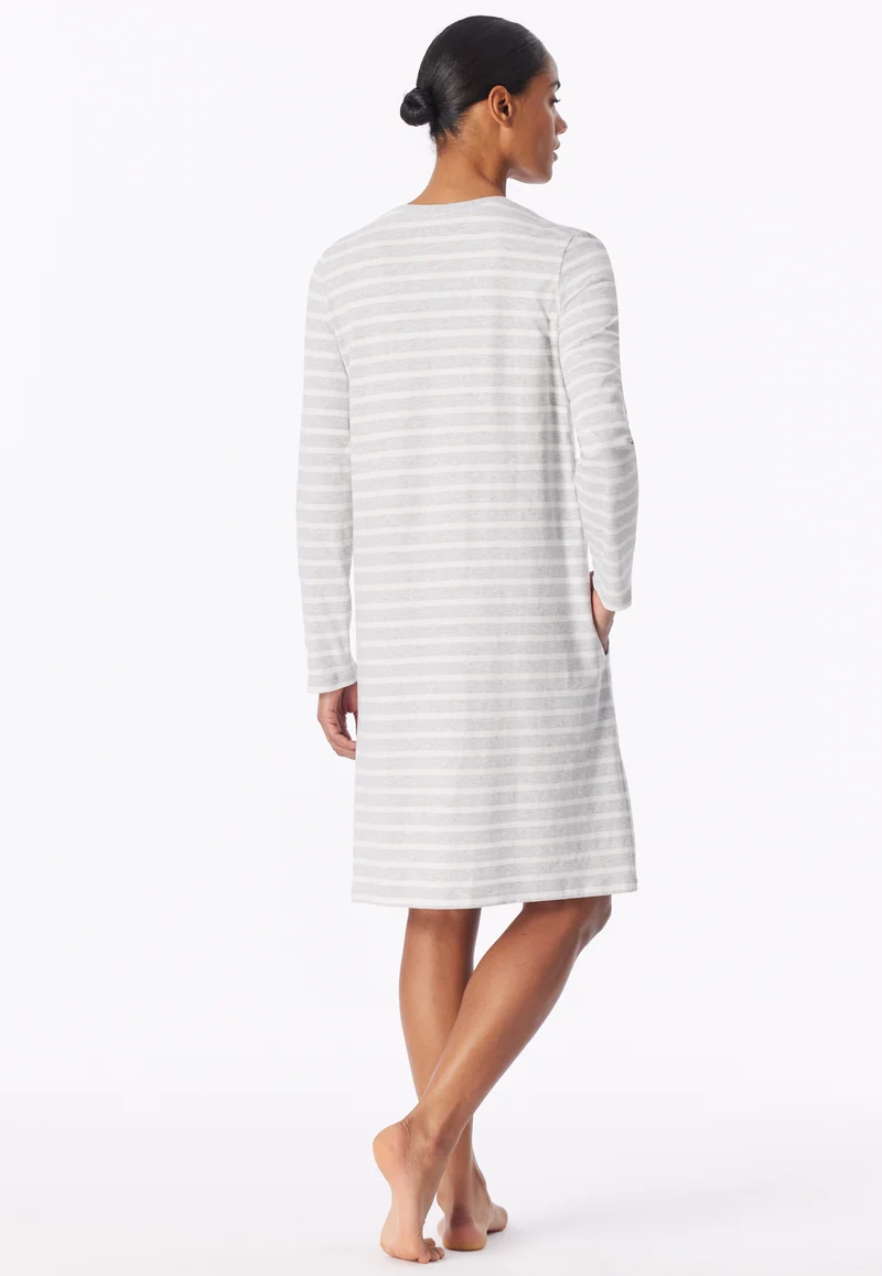 Nachthemd langarm Grau gestreift - Casual Essentials