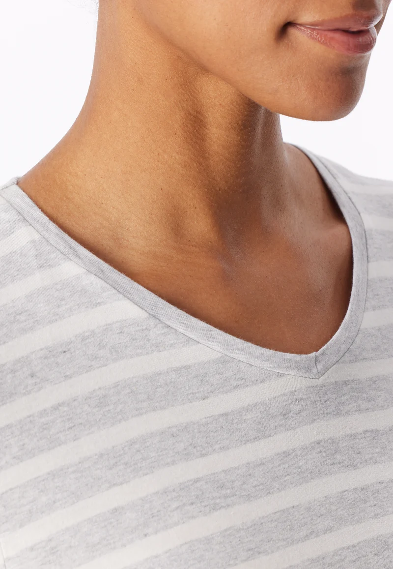 Nachthemd langarm Grau gestreift - Casual Essentials