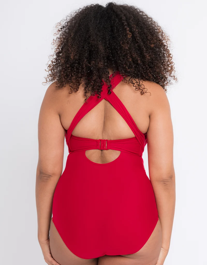 Curvy Kate Wrapsody Bandeau Strapless Multiway Swimsuit Red