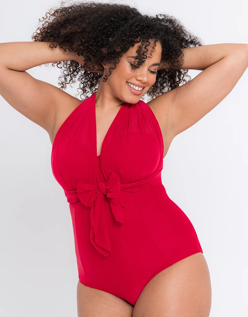 Curvy Kate Wrapsody Bandeau Strapless Multiway Swimsuit Red