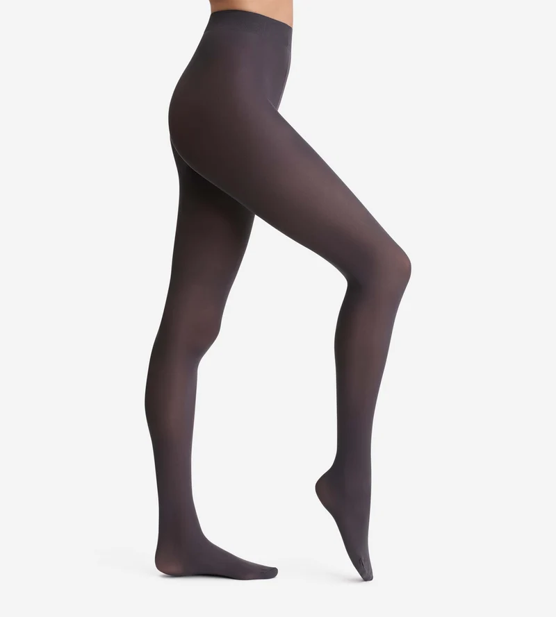 Collant gris charbon opaque veloulé Style 50D