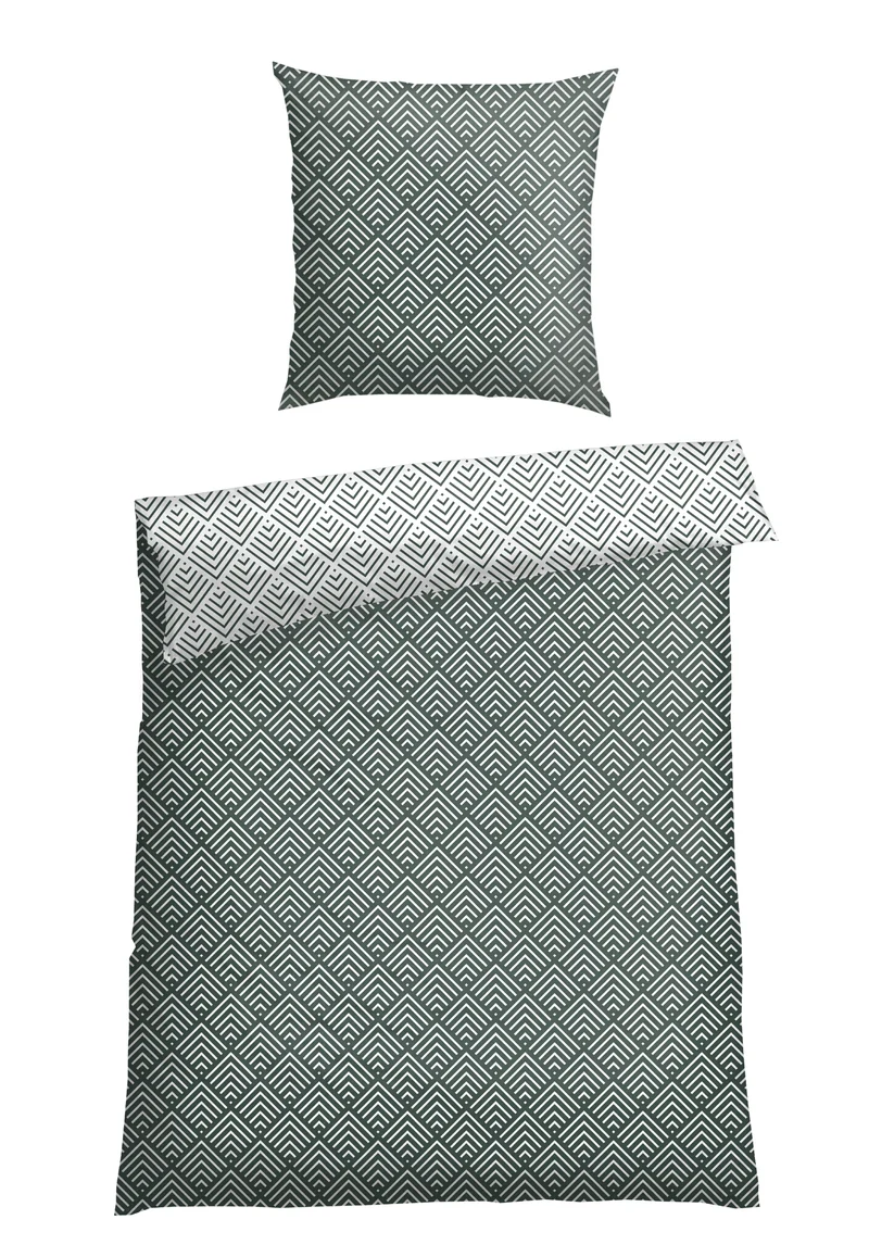 Bettwäscheset 2-teilig Grün/Weiss gemustert - SCHIESSER Home