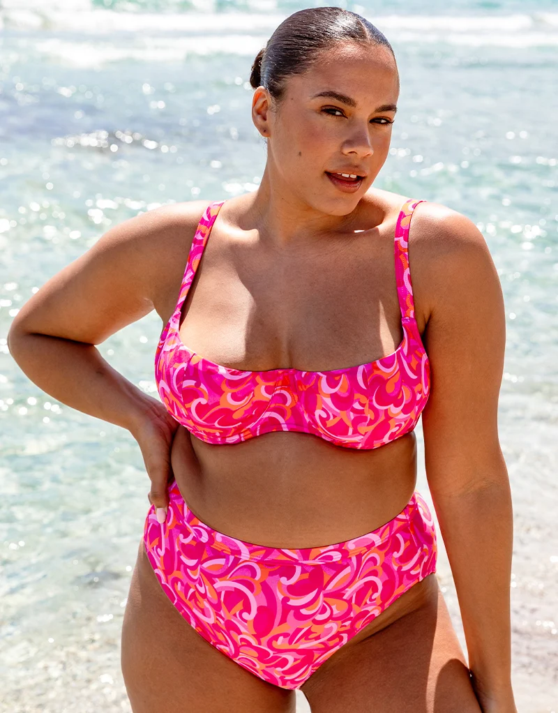 Curvy Kate Retro Wave High Waist Bikini Brief Print Mix