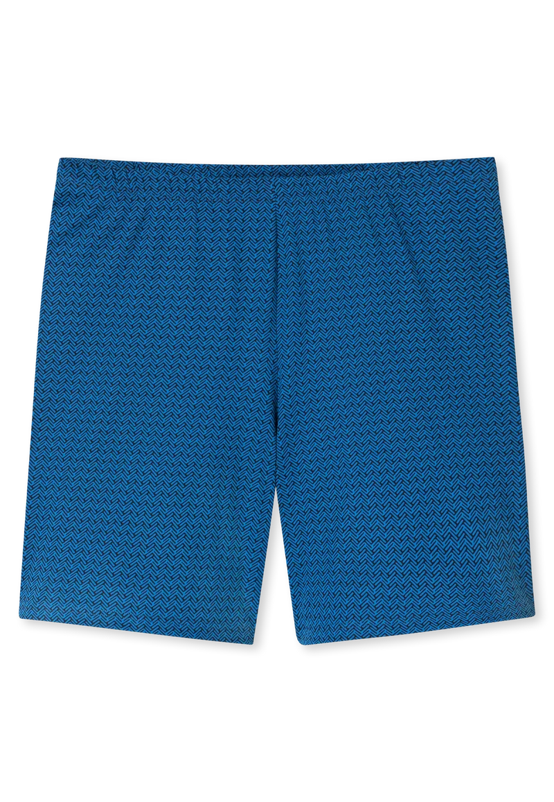 Schlafanzug kurz Blau gemustert - Comfort Essentials