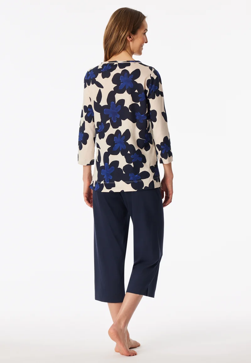 Schlafanzug 3/4-lang Dunklblau gemustert - Comfort Nightwear