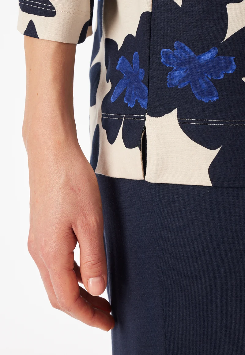 Schlafanzug 3/4-lang Dunklblau gemustert - Comfort Nightwear