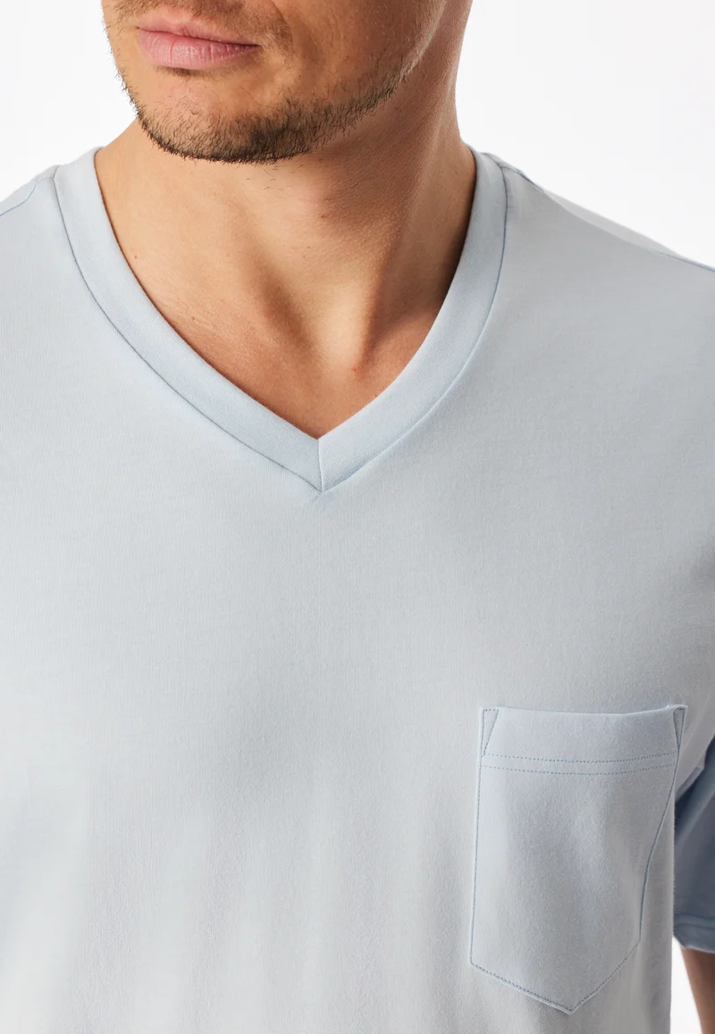 Schlafanzug kurz Blau gemustert - Comfort Essentials