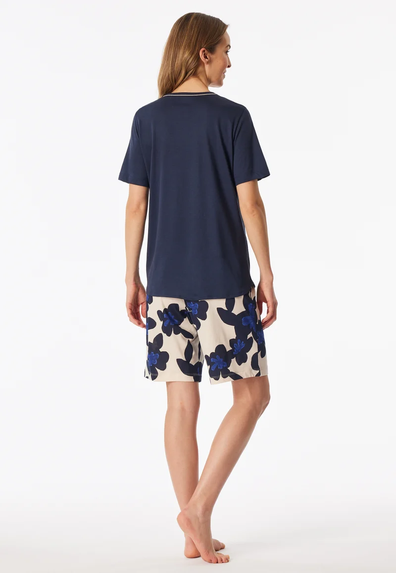 Schlafanzug kurz Dunkelblau gemustert - Comfort Nightwear