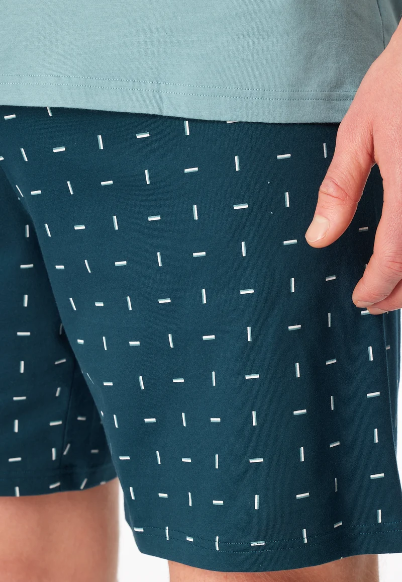 Schlafanzug kurz Blau gemustert - Comfort Essentials