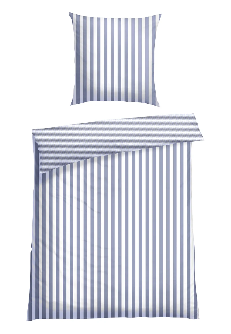 Bettwäscheset 2-teilig Blau/Weiss gestreift - SCHIESSER Home