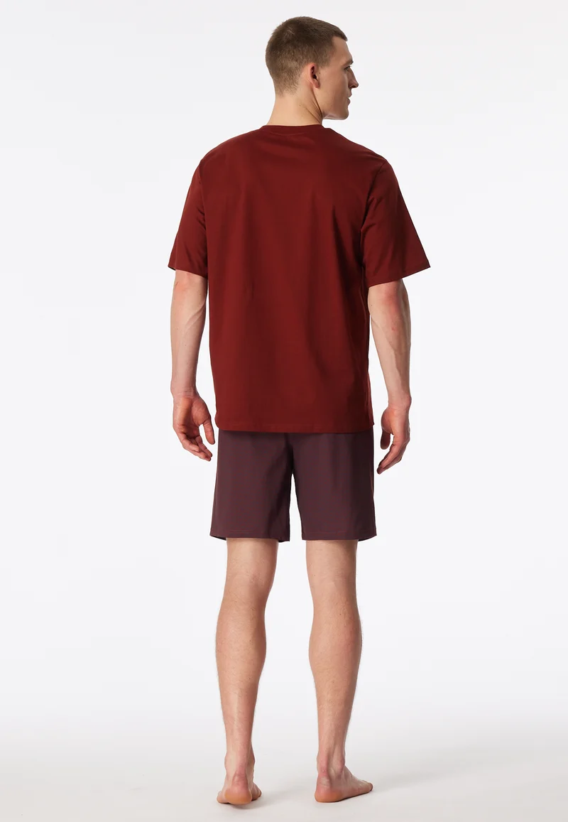 Schlafanzug kurz Bordeaux gemustert - Comfort Essentials