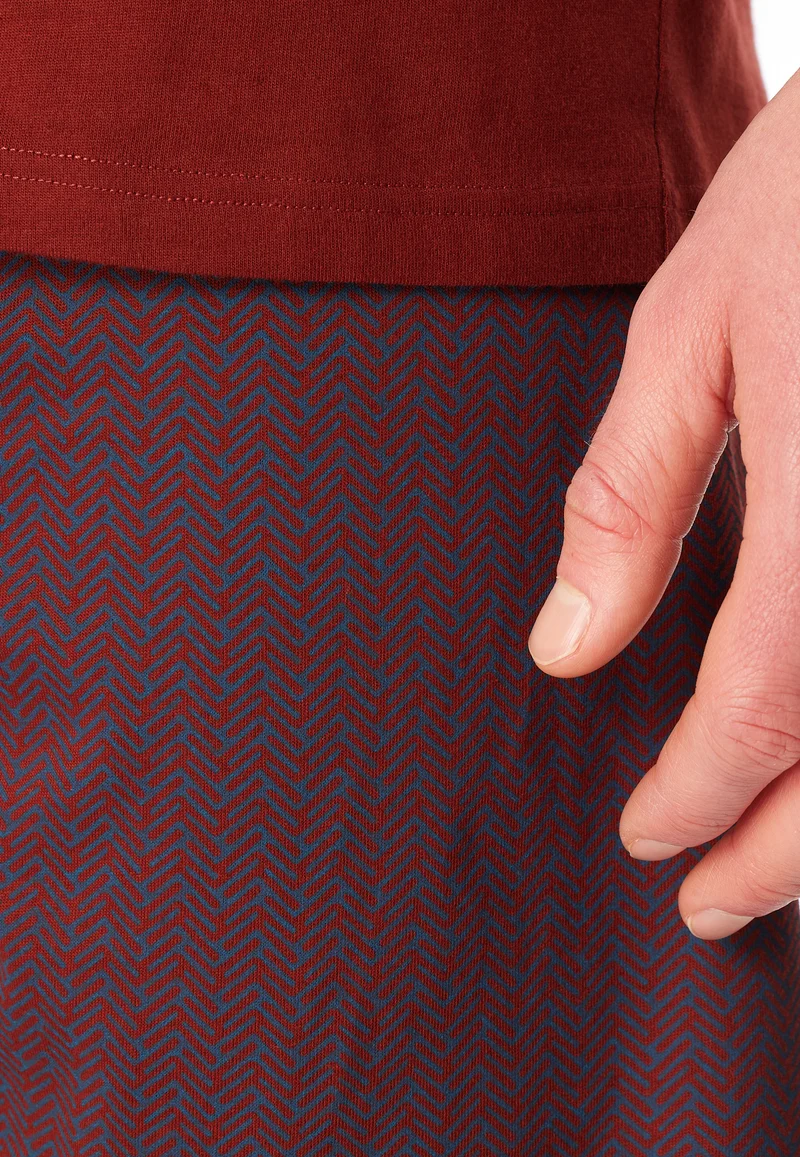 Schlafanzug kurz Bordeaux gemustert - Comfort Essentials