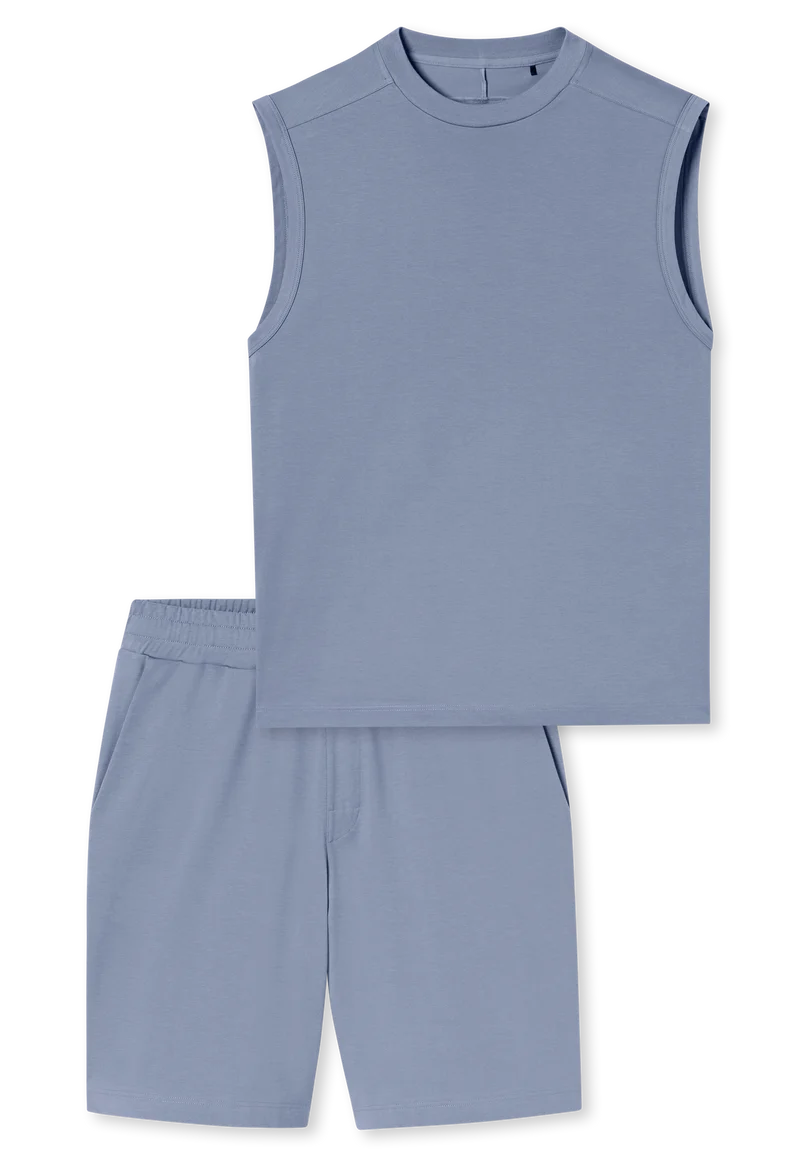 Schlafanzug kurz Blau - Modern Nightwear