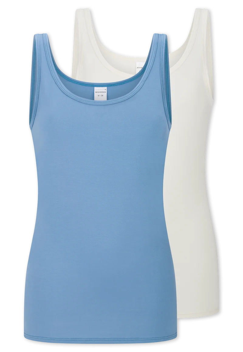 Tank Top 2er-Pack Blau/Weiss - Modal Essentials