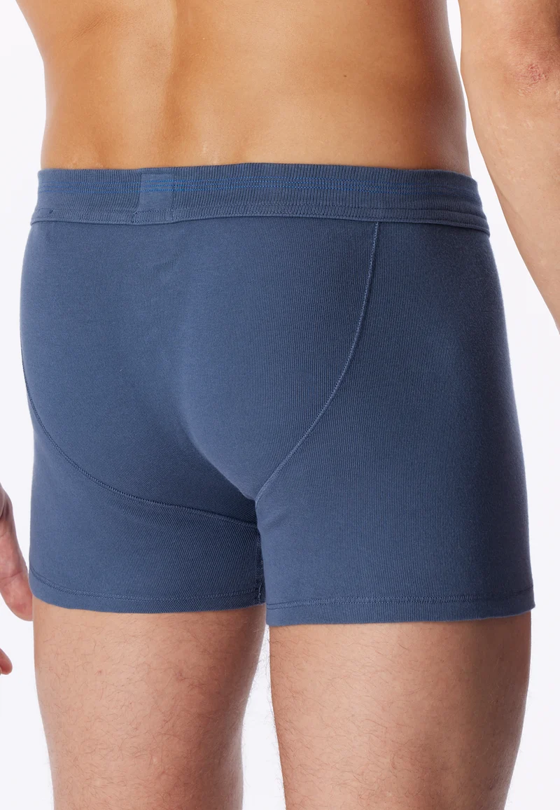 Enge Boxershorts Feinripp mit Knopfleiste Blau - Revival Karl-Heinz