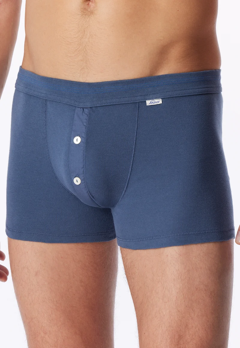Enge Boxershorts Feinripp mit Knopfleiste Blau - Revival Karl-Heinz