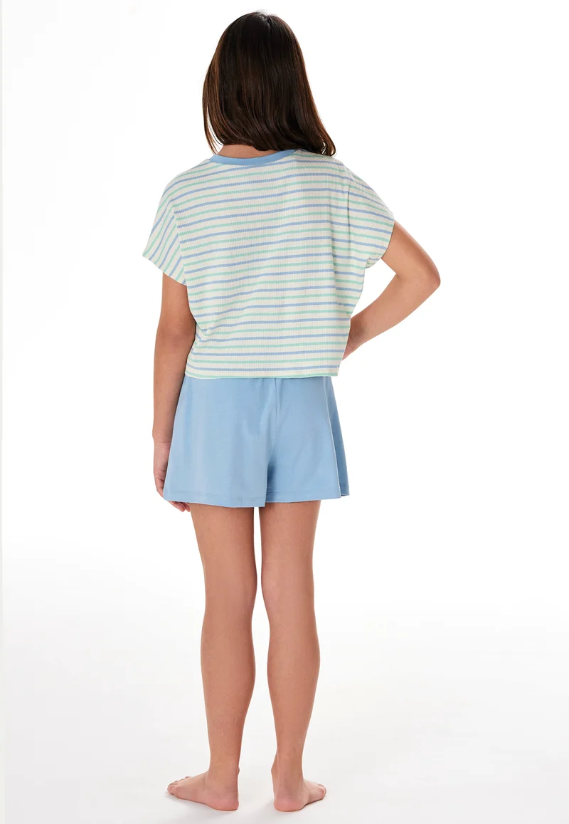 Schlafanzug kurz Blau gestreift - Teens Nightwear