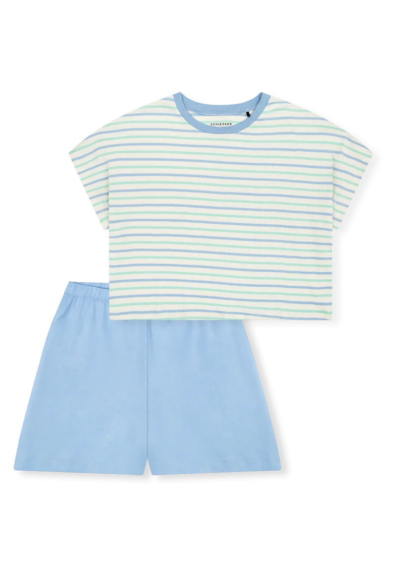 Schlafanzug kurz Blau gestreift - Teens Nightwear