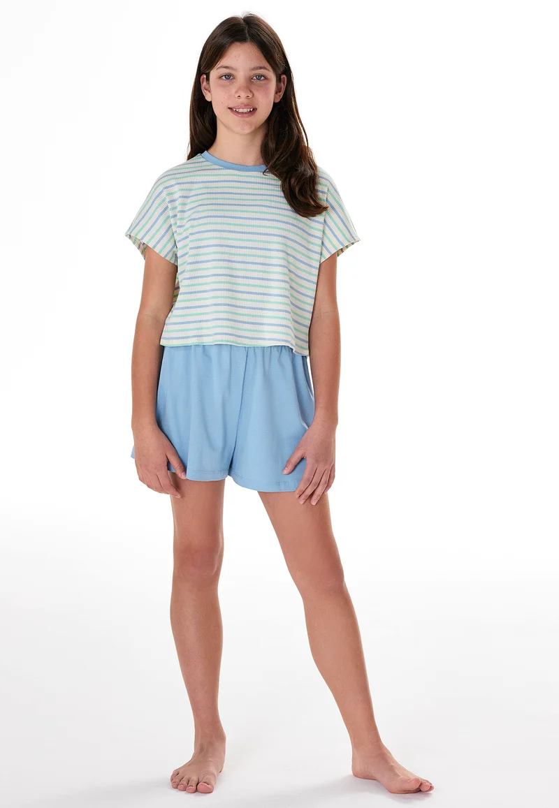Schlafanzug kurz Blau gestreift - Teens Nightwear
