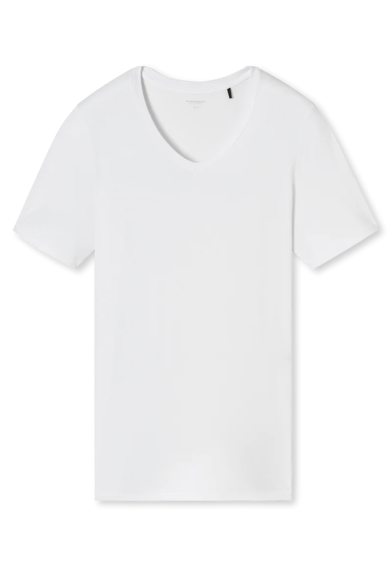 T-Shirt V-Ausschnitt Weiss - Premium Modal