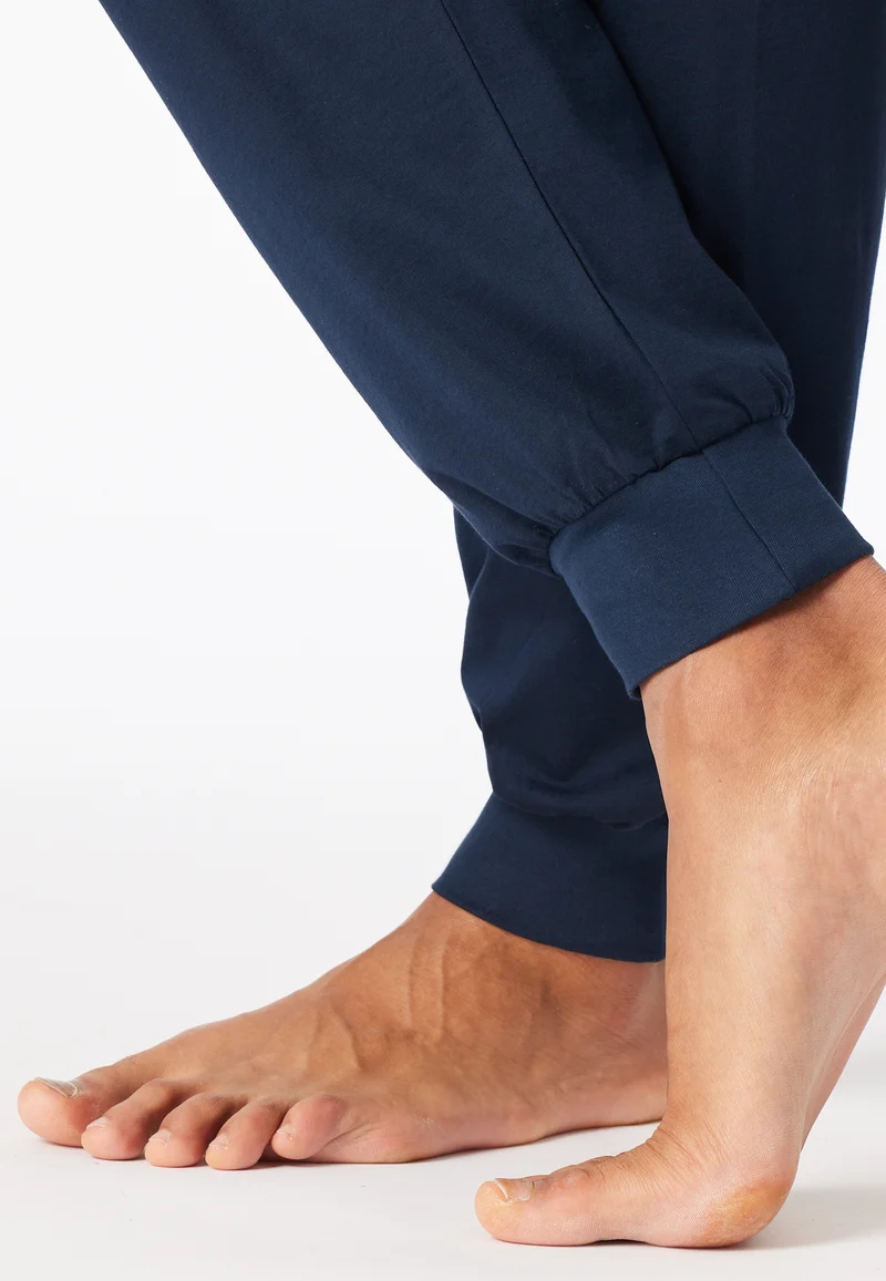 Schlafanzug mit Bündchen Blau gemustert - Comfort Nightwear