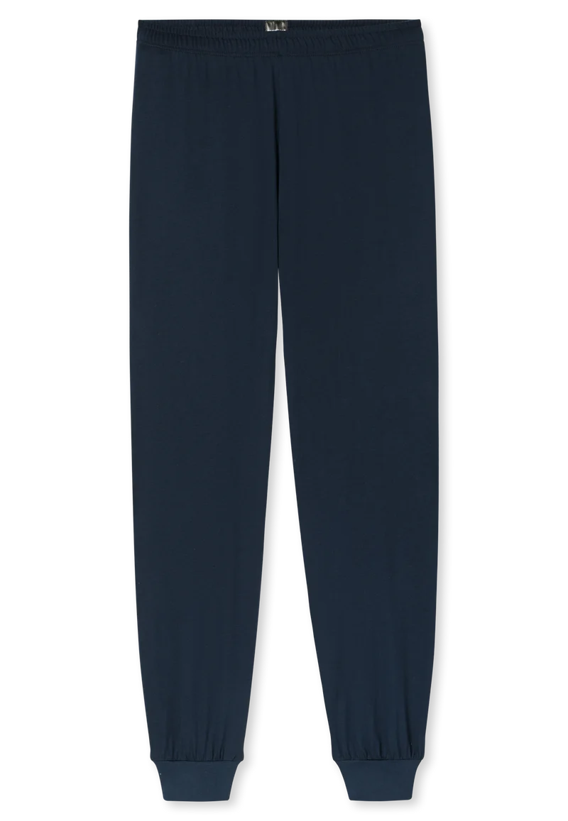 Schlafanzug mit Bündchen Blau gemustert - Comfort Nightwear