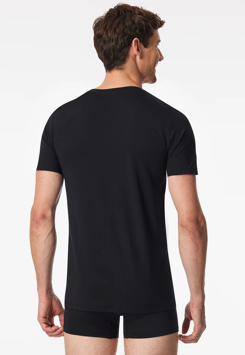 T-Shirt V-Ausschnitt Schwarz - Premium Modal