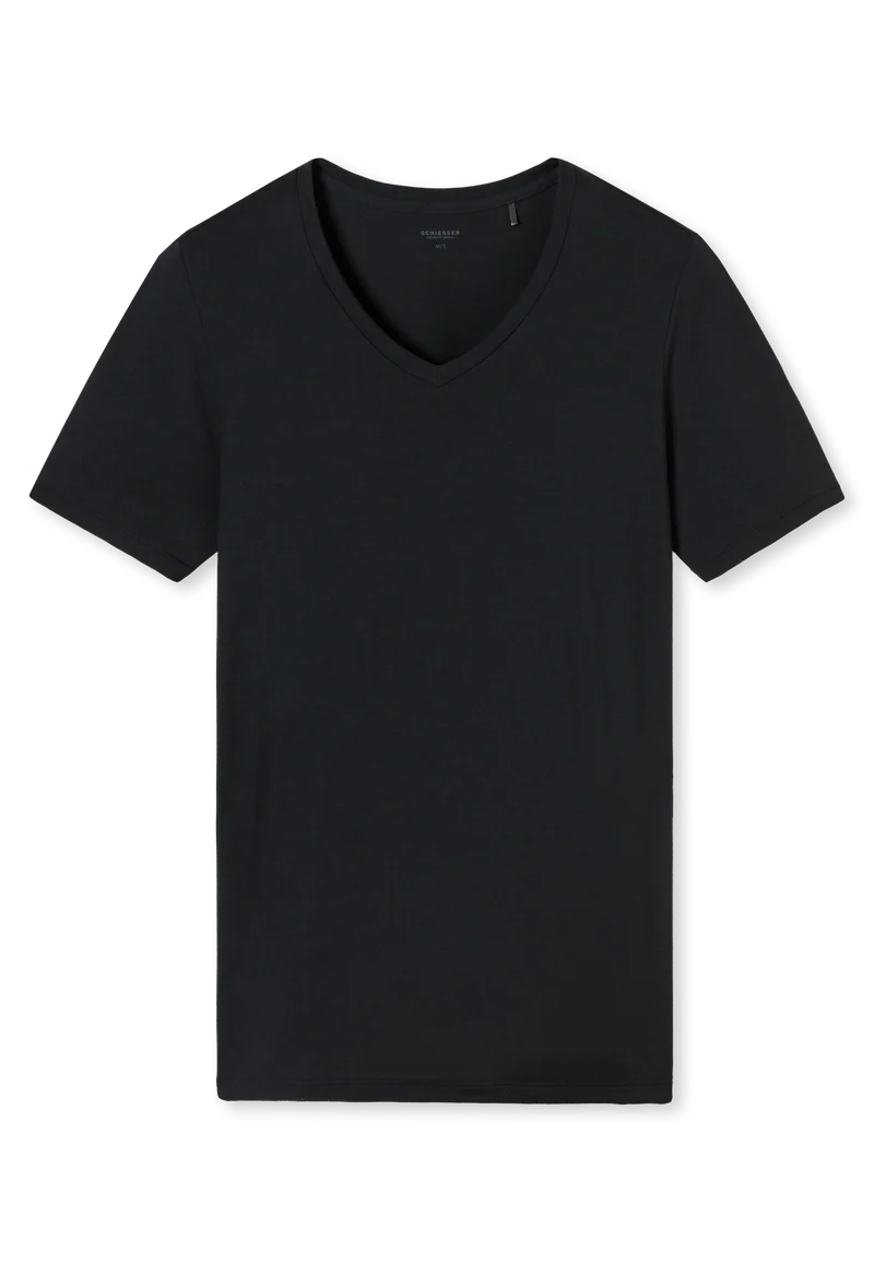 T-Shirt V-Ausschnitt Schwarz - Premium Modal