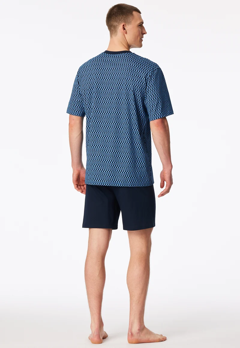 Schlafanzug kurz Blau gemustert - Comfort Nightwear